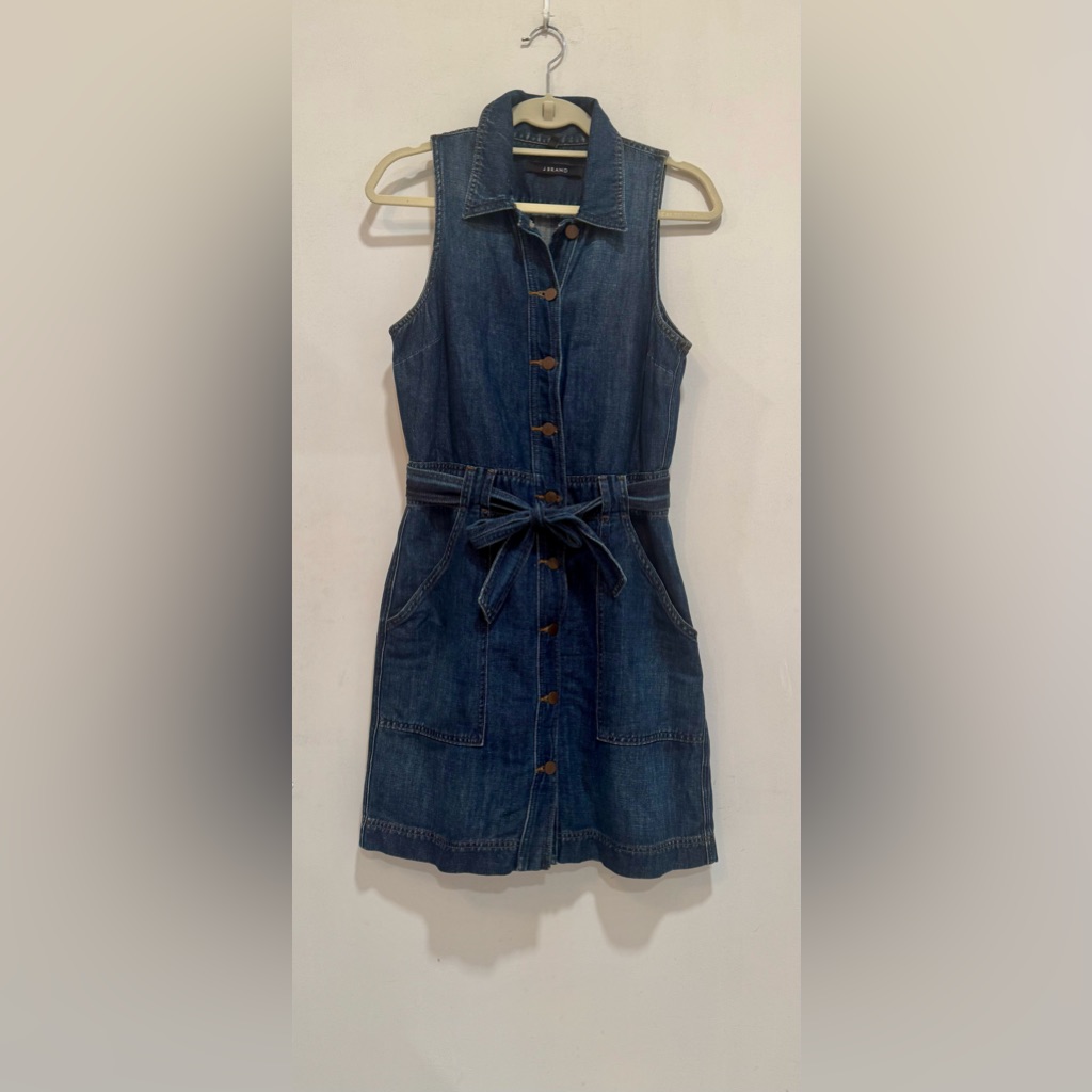 J Brand Medium Dark Blue Denim Midi Dress